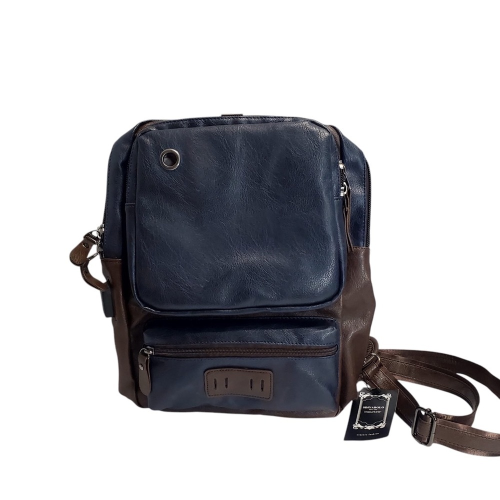 SDIYABOLO FAUX LEATHER UNISEX SHOULDER BAG NWT. BLUE